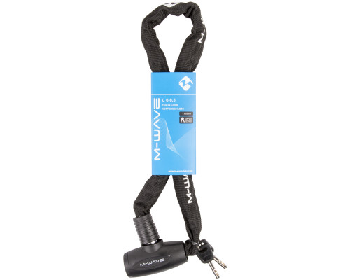 Замок 5-230315 вело цепь 6х6х850мм в текстильном чехле черный M-WAVE