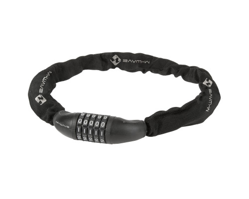 Замок 5-230316 вело цепь 6х6х850мм кодовый (5 разрядов) в текстильном чехле черный M-WAVE