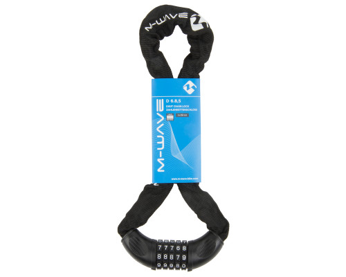 Замок 5-230316 вело цепь 6х6х850мм кодовый (5 разрядов) в текстильном чехле черный M-WAVE