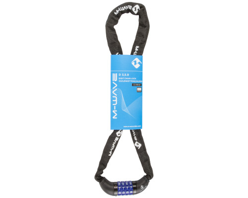 Замок 5-230317 вело цепь 3,5х3,5х900мм кодовый (4 разряда) в текстильном чехле черный M-WAVE