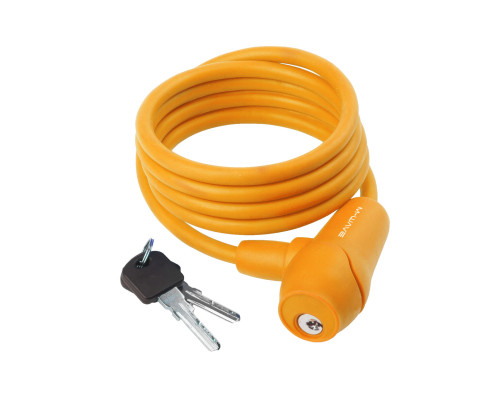 Замок 5-231017 вело 8х1500мм автоматический силиконовый оранжевый M-WAVE
