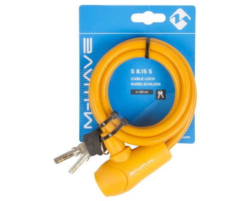 Замок 5-231017 вело 8х1500мм автоматический силиконовый оранжевый M-WAVE