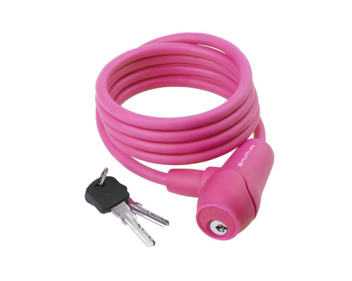 Замок 5-231018 вело 8х1500мм автоматический силиконовый розовый M-WAVE