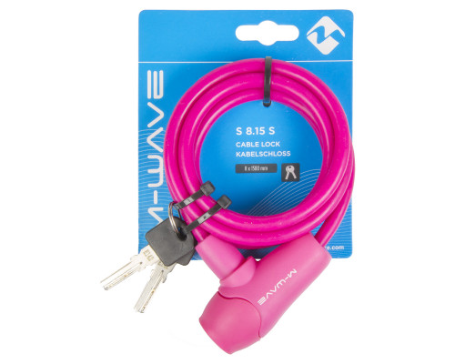 Замок 5-231018 вело 8х1500мм автоматический силиконовый розовый M-WAVE