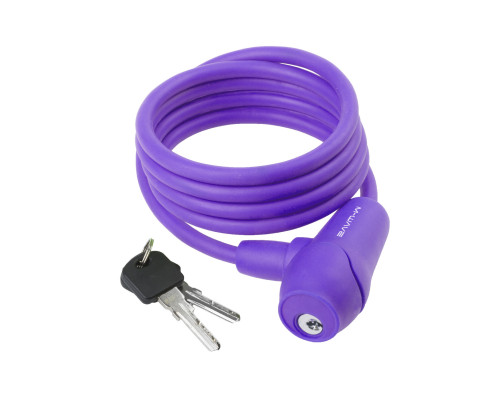 Замок 5-231019 вело 8х1500мм автоматический силиконовый фиолетовый M-WAVE
