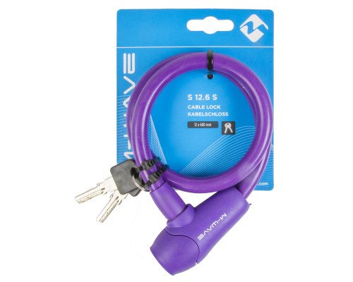 Замок 5-231049 вело 12х600мм автоматический силиконовый фиолетовый M-WAVE