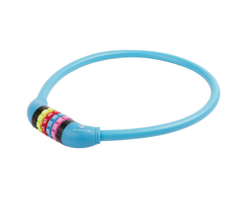 Замок 5-231054 вело кодовый (4 разряда, цветные символы) 12х650мм силиконовый синий M-WAVE