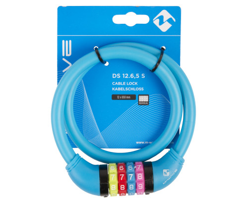 Замок 5-231054 вело кодовый (4 разряда, цветные символы) 12х650мм силиконовый синий M-WAVE