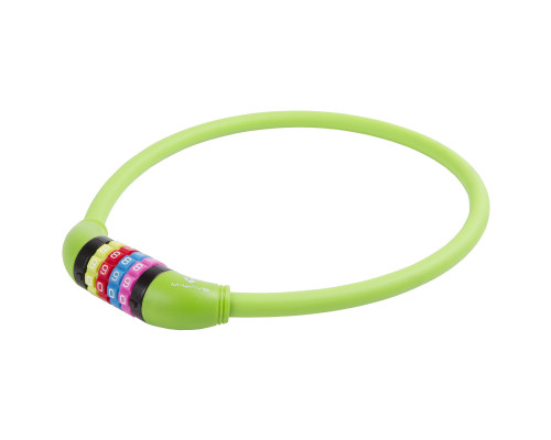 Замок 5-231055 вело кодовый (4 разряда, цветные символы) 12х650мм силиконовый зеленый M-WAVE