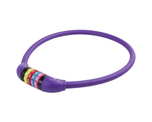 Замок 5-231059 вело кодовый (4 разряда, цветные символы) 12х650мм силиконовый фиолетовый M-WAVE