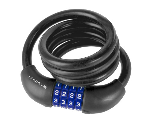 Замок 5-231060 вело кодовый (4 разряда) 12х1000мм автоматический силиконовый черный M-WAVE