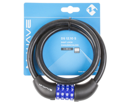 Замок 5-231060 вело кодовый (4 разряда) 12х1000мм автоматический силиконовый черный M-WAVE