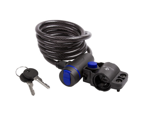 Замок 5-233830 вело 8х1500мм автоматический с защитным колпачком с крепление полупрозрачный M-WAVE