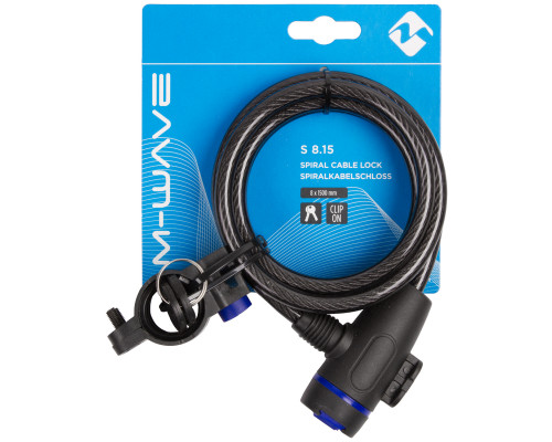 Замок 5-233830 вело 8х1500мм автоматический с защитным колпачком с крепление полупрозрачный M-WAVE