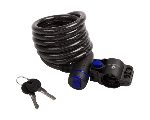 Замок 5-233840 вело 10х1800мм автоматический с защитным колпачком полупрозрачный M-WAVE