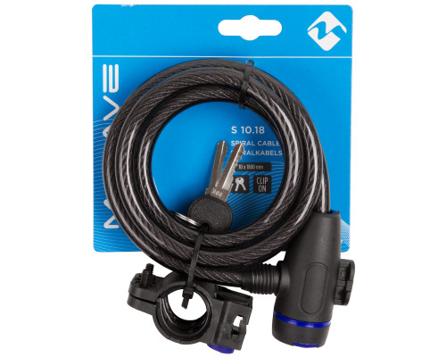 Замок 5-233840 вело 10х1800мм автоматический с защитным колпачком полупрозрачный M-WAVE