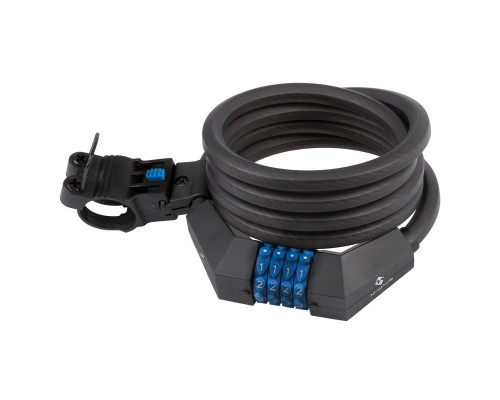 Замок 5-233853 вело кодовый (4 разряда) 12х1500мм шестигранное сечение полупрозрачный M-WAVE