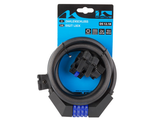 Замок 5-233853 вело кодовый (4 разряда) 12х1500мм шестигранное сечение полупрозрачный M-WAVE