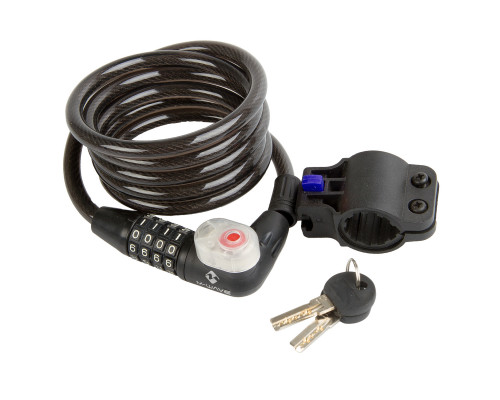 Замок 5-233855 вело кодовый+ключи 10х1800мм со светодиодом полупрозрачный M-WAVE