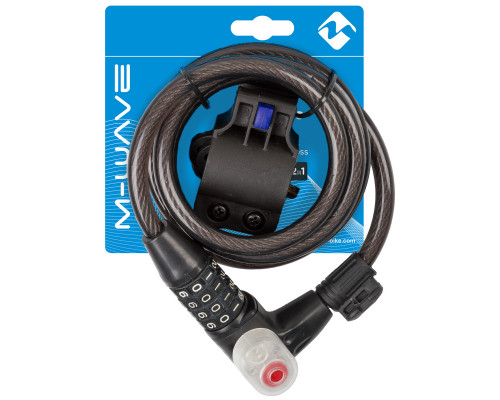 Замок 5-233855 вело кодовый+ключи 10х1800мм со светодиодом полупрозрачный M-WAVE