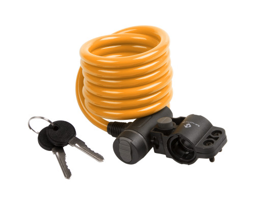 Замок 5-233867 вело 10х1800мм автоматический с защитным колпачком оранжевый M-WAVE