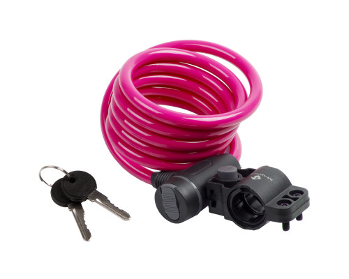 Замок 5-233868 вело 10х1800мм автоматический с защитным колпачком розовый M-WAVE