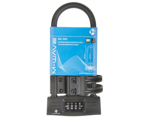 Замок 5-234022 ″скоба″ вело/универсальный U-образный кодовый (4разряда) 124х260мм пруток 14мм M-WAVE