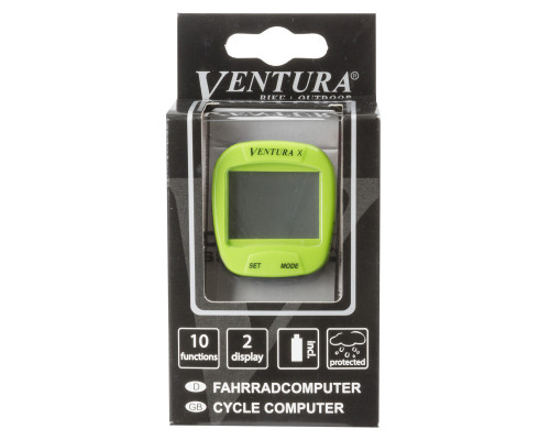 Велокомпьютер 5-244555 10 функций зеленый VENTURA Х