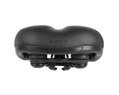 Седло 5-250082 комфортное GEL 254х208мм с закрытыми резиной пружинами-эластомер + гель с боковой защитой черное VENTURA ELASTOMER GEL