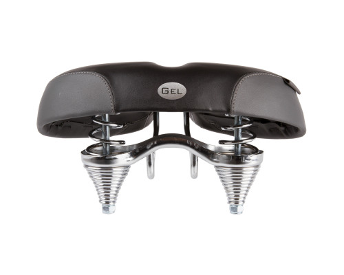 Седло 5-250180 комфортное 265х255мм двойной хромированный пружинно-эластомерное гелевое (на блистере) черное VELO PLUSH TOUR DS GEL