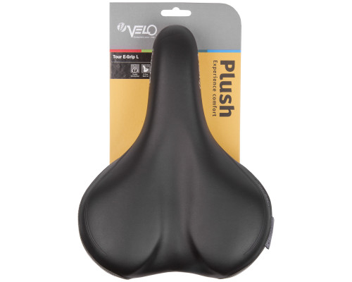 Седло 5-250366 комфорт/туризм 272х212мм анатомическое D2, O-Zone Base Cut, эластомерное с рукояткой 498г, черное (на блистере) VELO TOUR E-GRIP