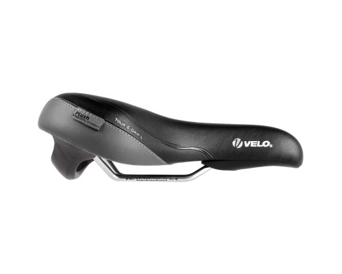 Седло 5-250366 комфорт/туризм 272х212мм анатомическое D2, O-Zone Base Cut, эластомерное с рукояткой 498г, черное (на блистере) VELO TOUR E-GRIP