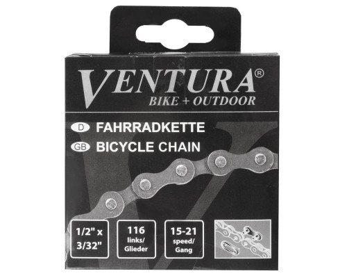 Цепь 5-302165 1/2″x3/32″ 116 звеньев в коробке 5-7 скоростей черно-коричневая VENTURA