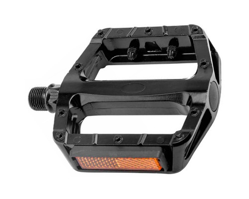 Педали 5-312014 алюминий широкие, с полимерными подшипниками 84*90мм, с отражателями, черные M-WAVE
