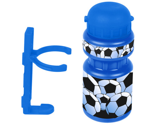 Фляга 5-340213 детская пластиковая 0,3л синяя ″футбол″+держатель пластик с универсальным креплением VENTURA KIDS