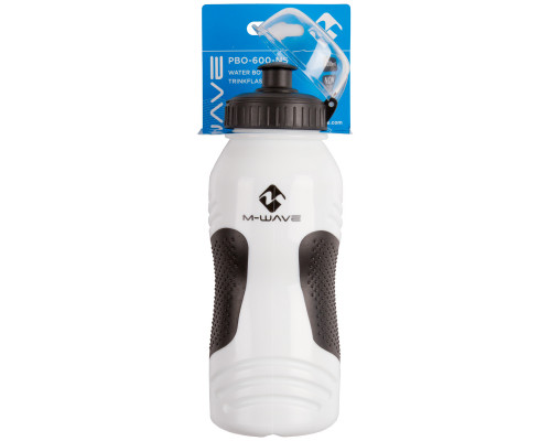 Фляга 5-340365 высококачественный антискользящий пластик 0,6л с крышкой бело-черная M-WAVE