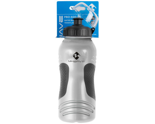 Фляга 5-340366 высококачественный антискользящий пластик 0,6л с крышкой серо-черная M-WAVE