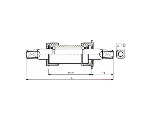 Каретка-картридж 5-359940 корпус 68мм стальные чашки 136/37мм планетарная, шатун клинья (старый тип) черная