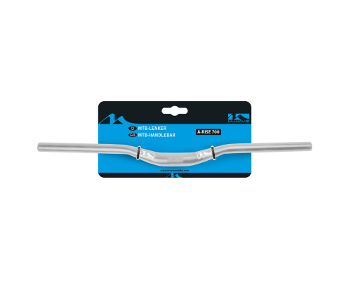 Руль 5-403501 МТВ алюминиевый широкий узиленный изогнутый 10` со шкалюминиевый 22,2/31,8х700х30мм 297г анодированный серебристый M-WAVE