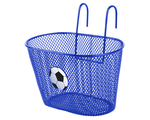 Корзина 5-431424 детская 25х15х14,5см сталь универсальное крепление на руль/багажник синяя с лого футбольный мяч