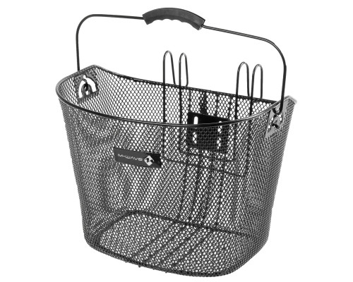 Корзина 5-431502 передняя 33х26х26/22см сталь универсальное крепление на руль с ручкой черная BA-F HANG M-WAVE