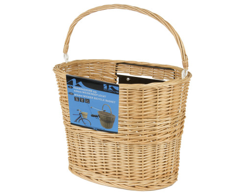 Корзина 5-431572 передняя 38х28х26см быстросъемная д/руля 22,2/31,8мм сталь/дерево с ручкой, HANDMADE коричневая M-WAVE