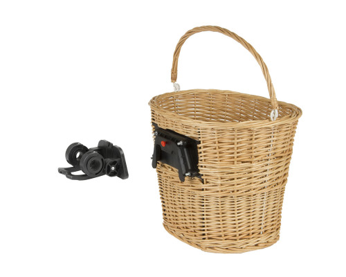 Корзина 5-431572 передняя 38х28х26см быстросъемная д/руля 22,2/31,8мм сталь/дерево с ручкой, HANDMADE коричневая M-WAVE