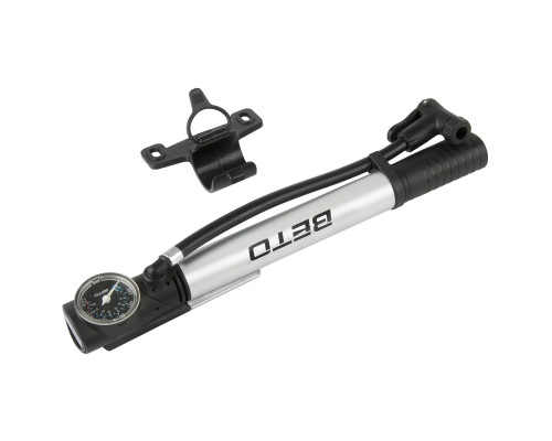 Насос 5-470235 алюминиевый шланг+ножной упор, манометр, до 8,5Bar/125PSI,  универсальная гол-ка Т-ручка серебристый BETO