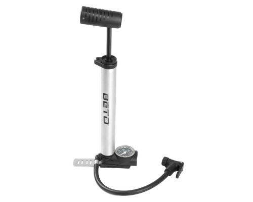 Насос 5-470235 алюминиевый шланг+ножной упор, манометр, до 8,5Bar/125PSI,  универсальная гол-ка Т-ручка серебристый BETO
