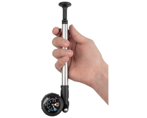 Насос 5-470275 для АМОРТИЗАЦИОННОЙ ВИЛКИ с манометром алюминиевый до 28бар/400PSI складной шланг ВЕТО
