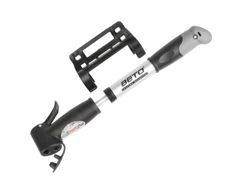 Насос 5-470304 алюминиевый с манометром двойного действия 2 головки с колпачком, Т-ручка серебристый ВЕТО