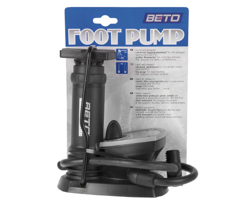 Насос 5-470340 ножной специализированный пластиковый складной с манометром 2 головки на шланге черный BETO
