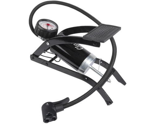 Насос 5-470344 ножной сталь складной с манометром до 7Бар/100PSI универсальный 2 головки на шланге черный