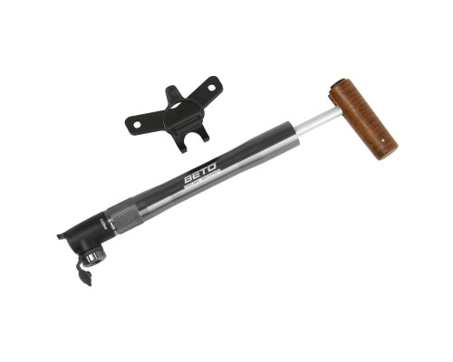 Насос 5-470361 алюминиевый фрезерованный 82г 257мм универсальная головка с колпачком 8бар/120PSI деревянная Т-ручка черное BETO